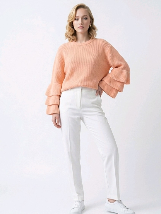 ELOQUILL Sweaters - ELOQUILL Elements Plus Size 22/24 Peachy Pink Ruffle Bell Sleeve Sweater NWT